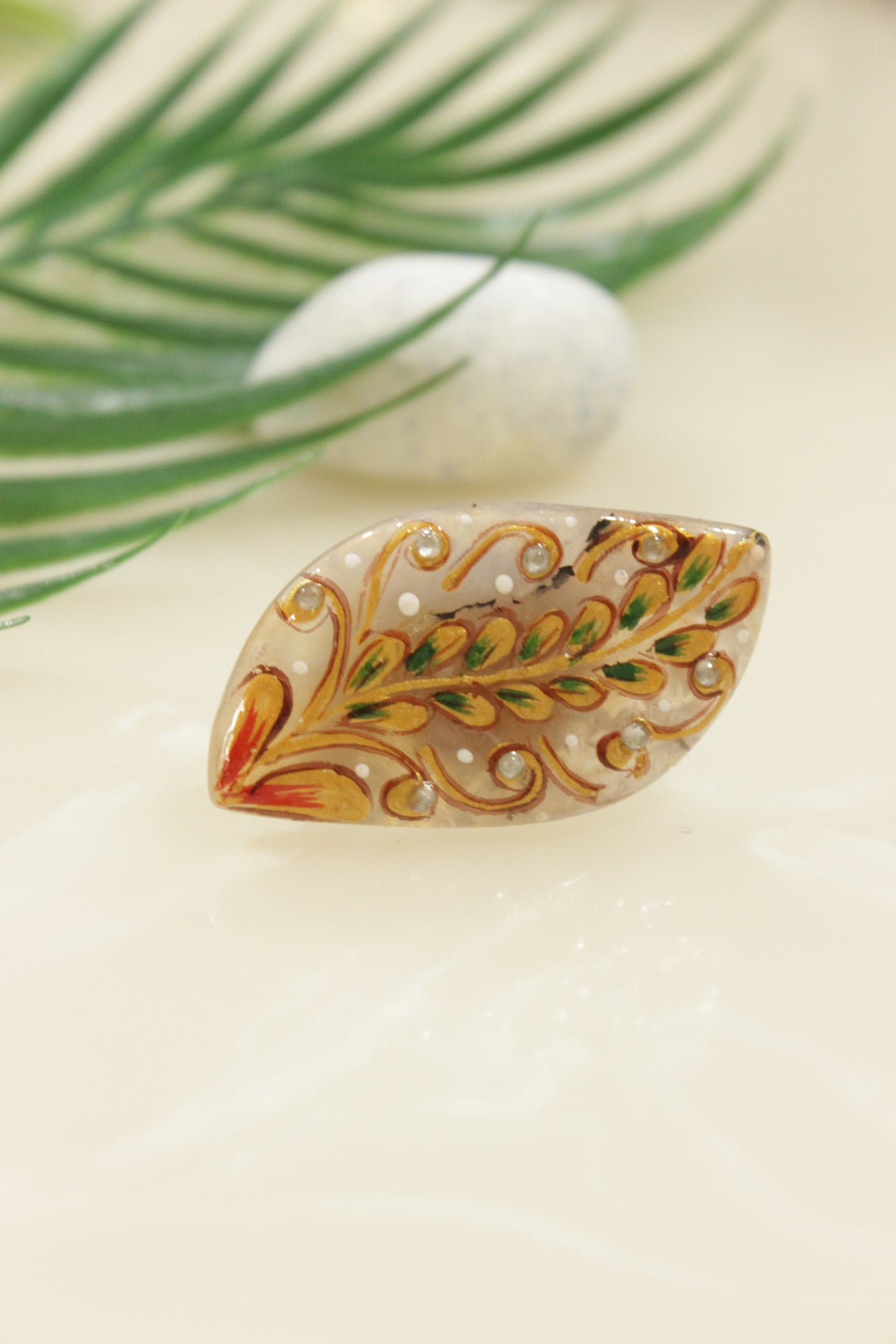 Hand Painted Marble Statement Adjustable Cocktail Ring