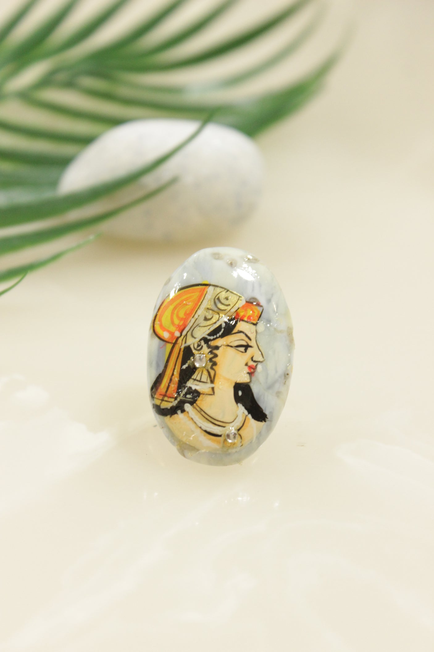 Hand Painted Marble Statement Adjustable Cocktail Ring