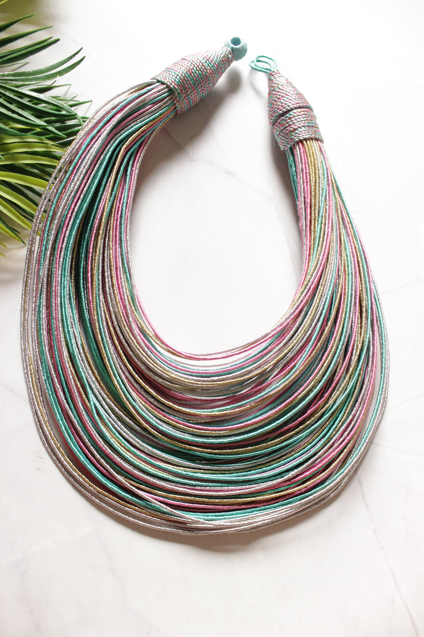 Multi-Color Handmade Silk Threads Multi-Layer Statement African Choker Necklace