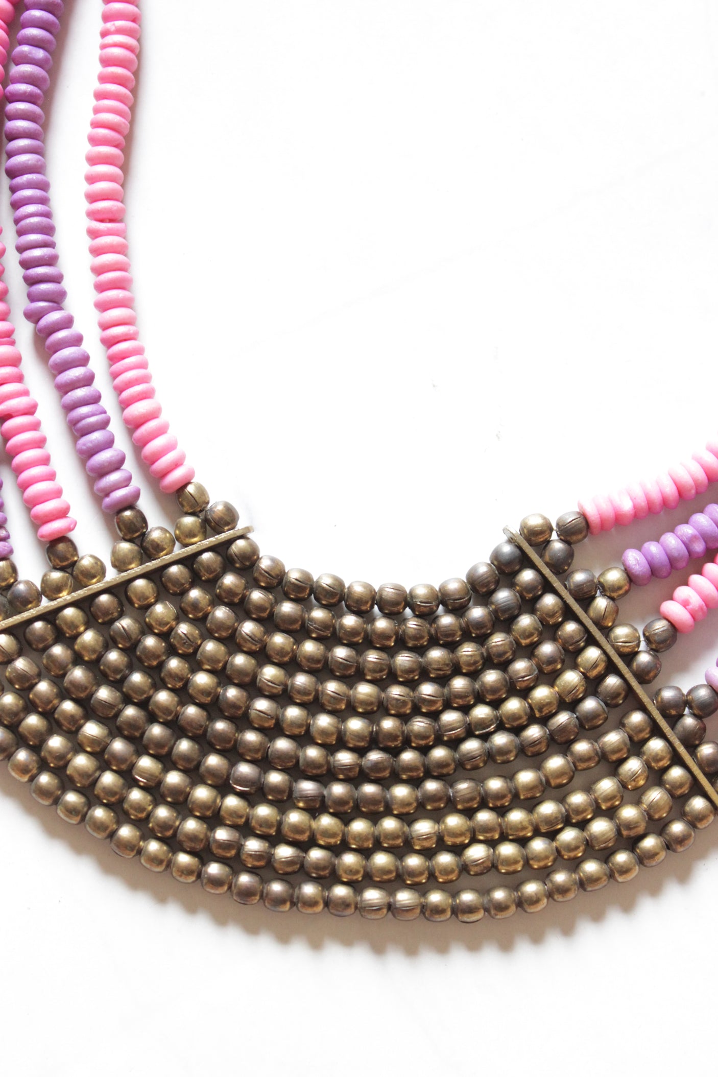 Purple and Dull Gold Beads Handmade Necklace