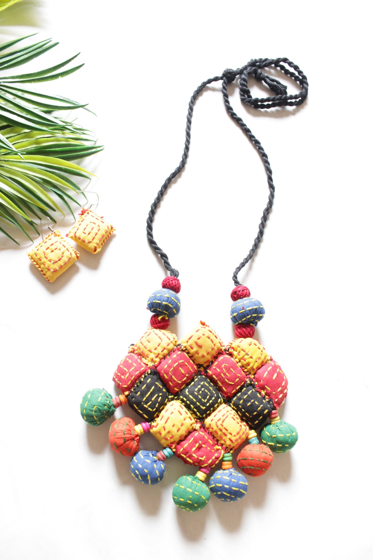 Kantha Embroidered Multi-Color Handmade Adjustable Length Necklace