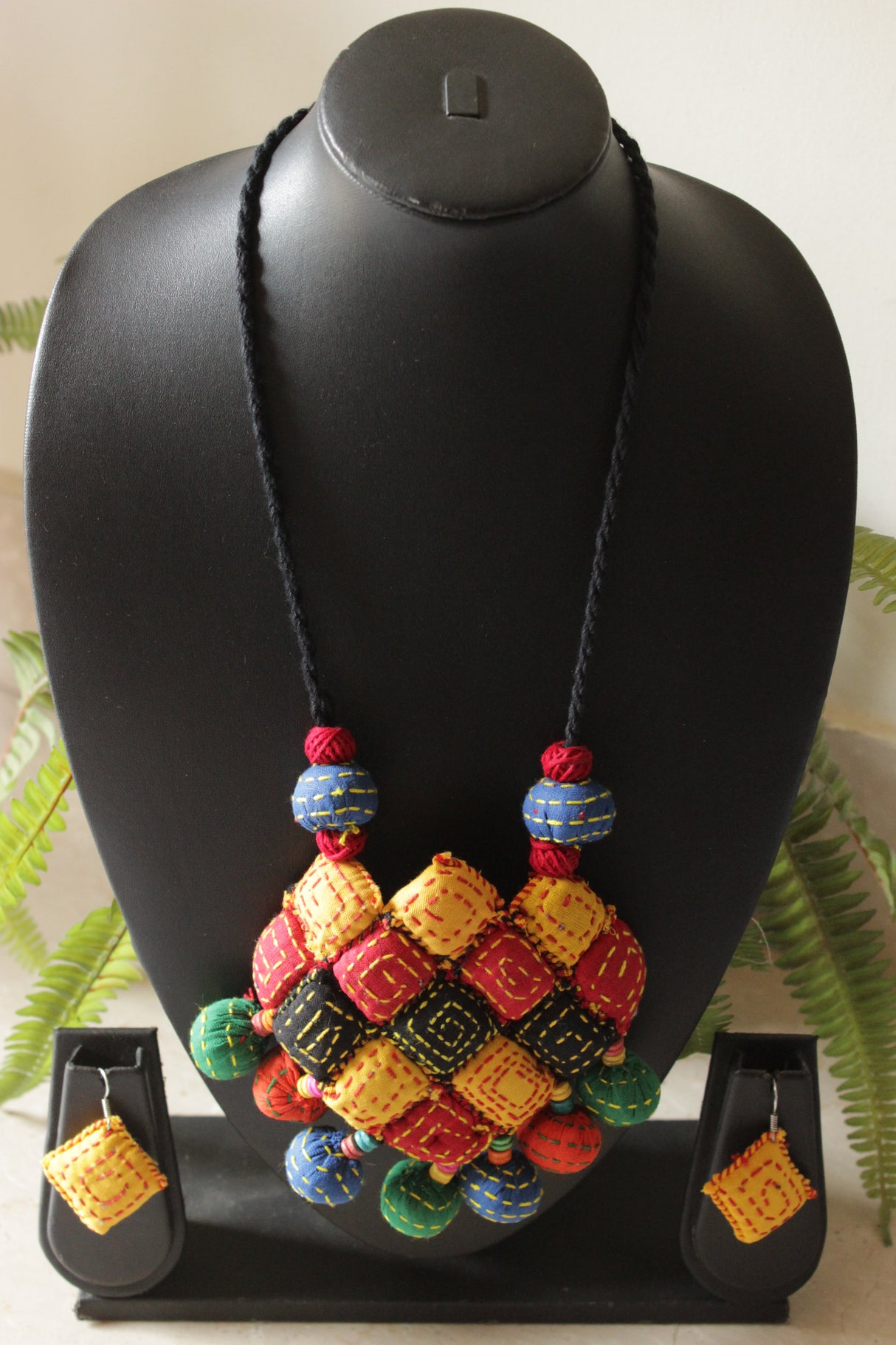 Kantha Embroidered Multi-Color Handmade Adjustable Length Necklace