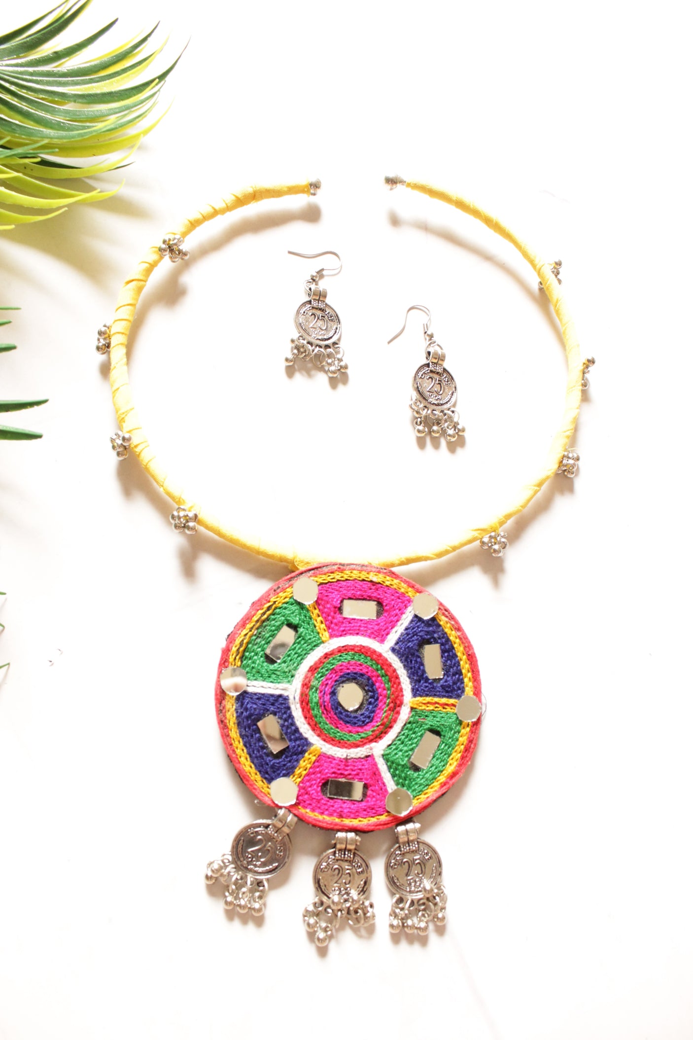 Multi-Color Hand Embroidered Hasli Necklace Set