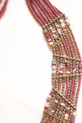 Shades of Pink and Grey Multi-Layer Hand Beaded Necklace