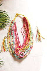 Multi-Color Beads Hand Braided Boho Necklace