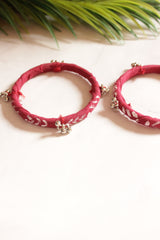 Set of 2 Red Fabric and Ghungroo Handmade Bangles