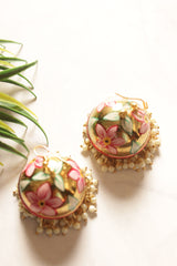 Meenakari Hand Painted Gold Toned Jhumka Earrings