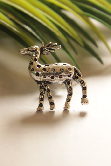 Deer Shape Silver Finish Stud Earrings