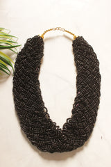 Twisted Black Beads Handmade Necklace