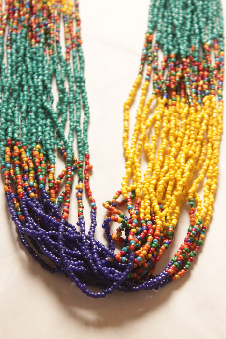 Multi-Layer Hand Beaded Multi-Color Necklace