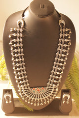 Silver Finish Metal Beads Statement Necklace Set