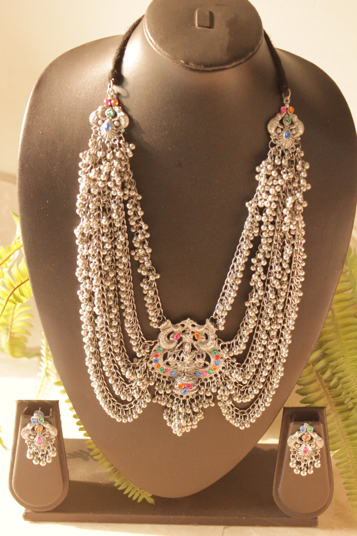 Oxidised Finish Ghungroos Multi-Layer Statement Necklace Set