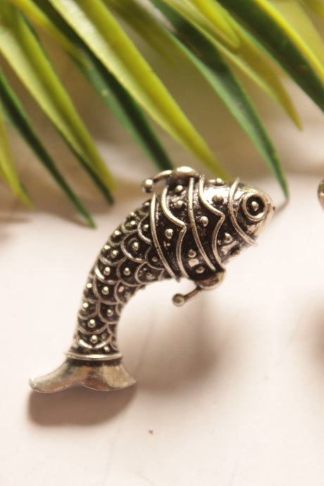 Oxidised Finish Fish Shape Stud Earrings