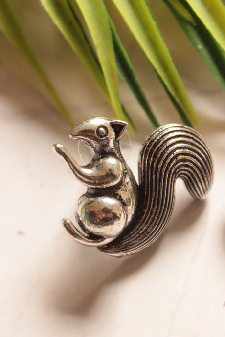 Quirky Squirrel Oxidised Finish Stud Earrings