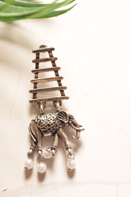 Elephant Motif Oxidised Finish Earrings