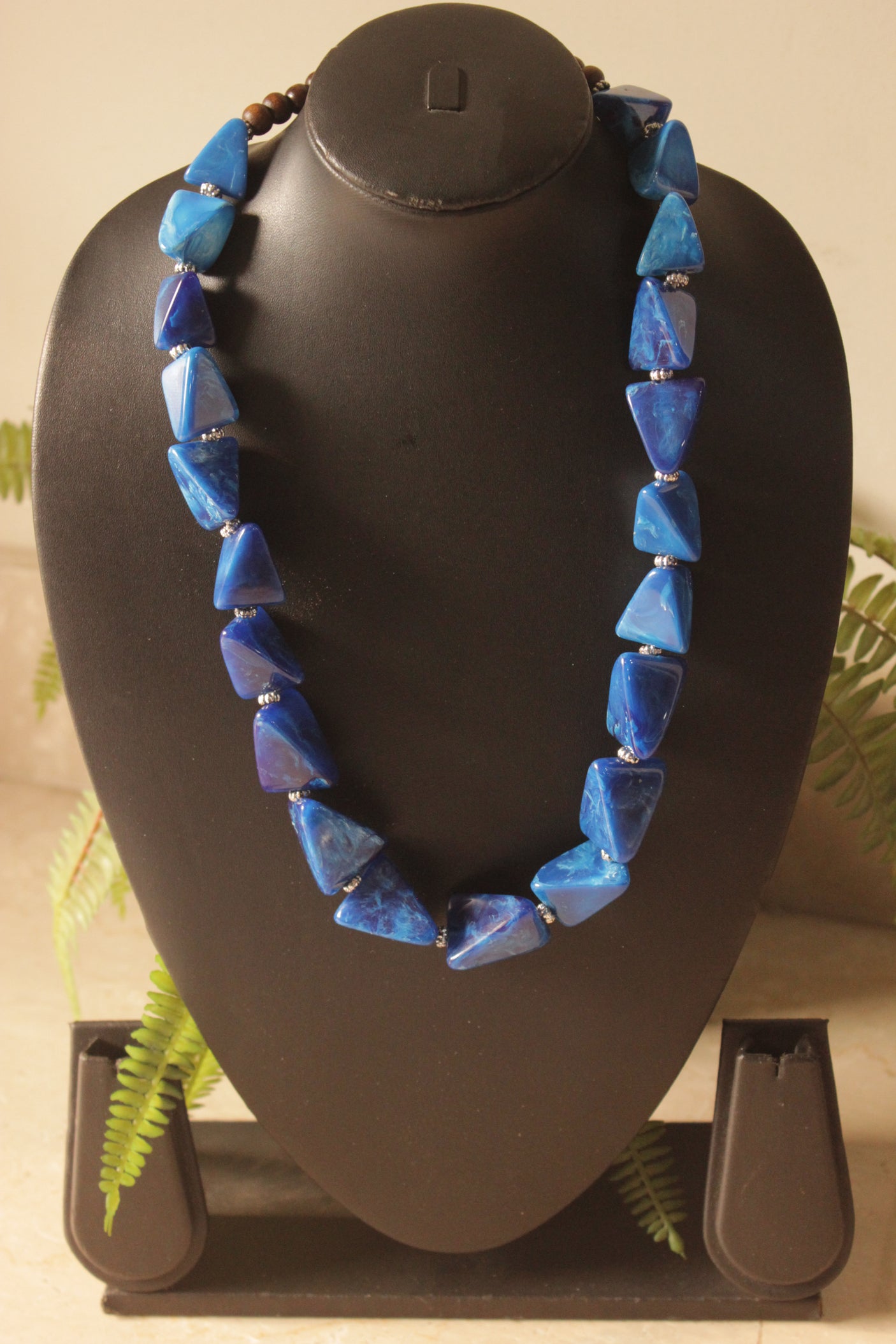 Purple and Blue Shaded Resin Beads Necklace