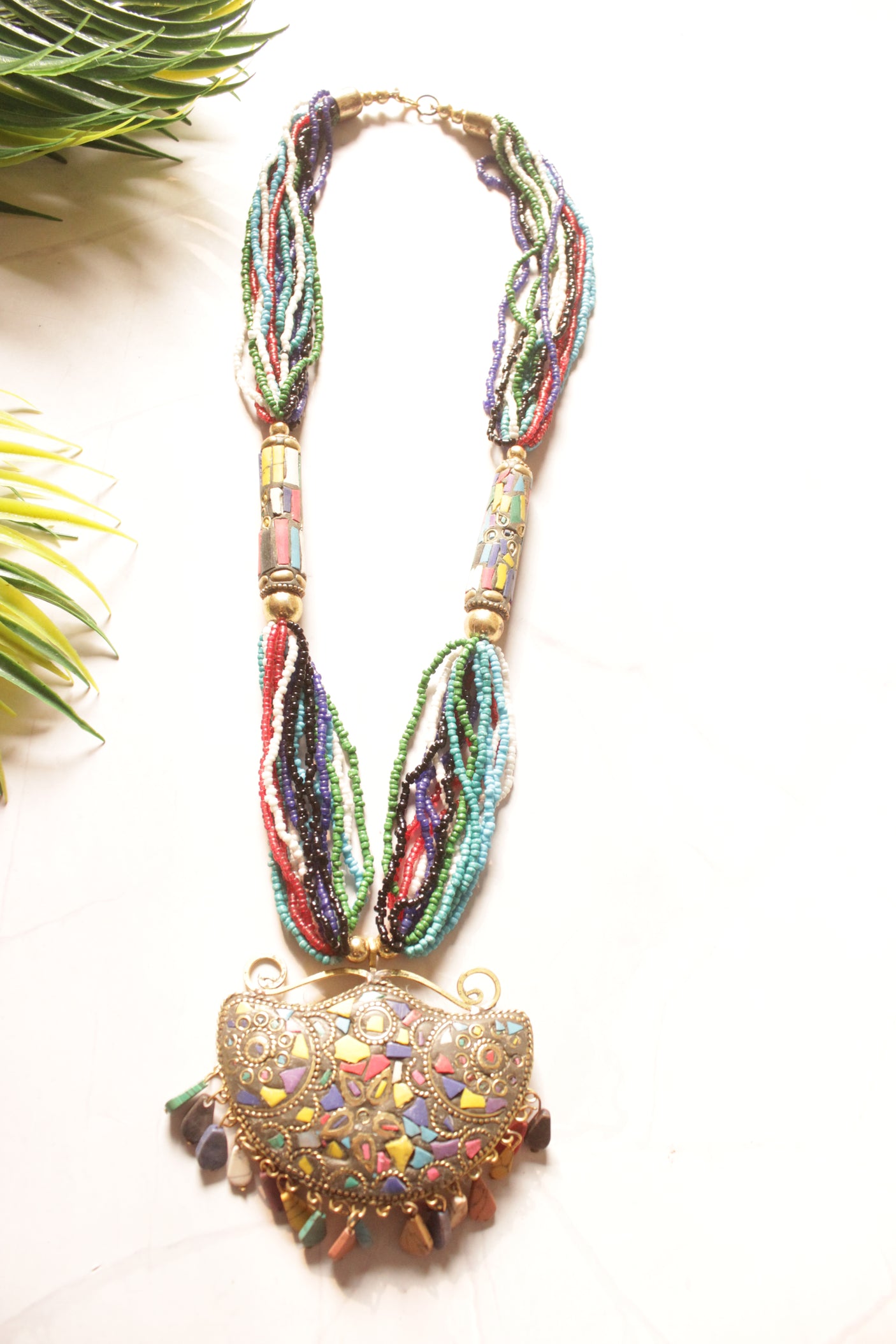 Multi-Color Beads Handcrafted Long Tibetan Necklace