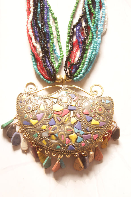 Multi-Color Beads Handcrafted Long Tibetan Necklace