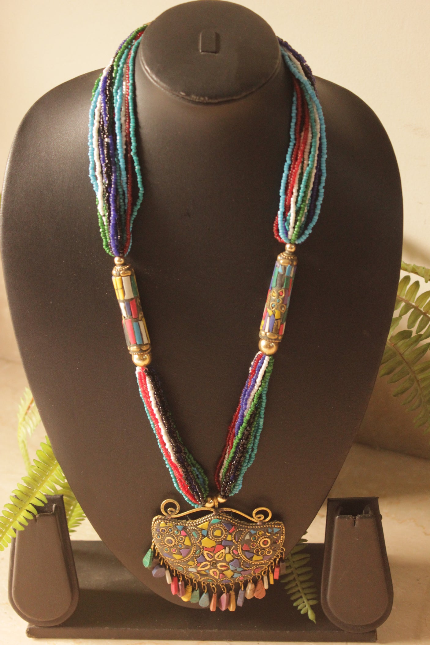 Multi-Color Beads Handcrafted Long Tibetan Necklace