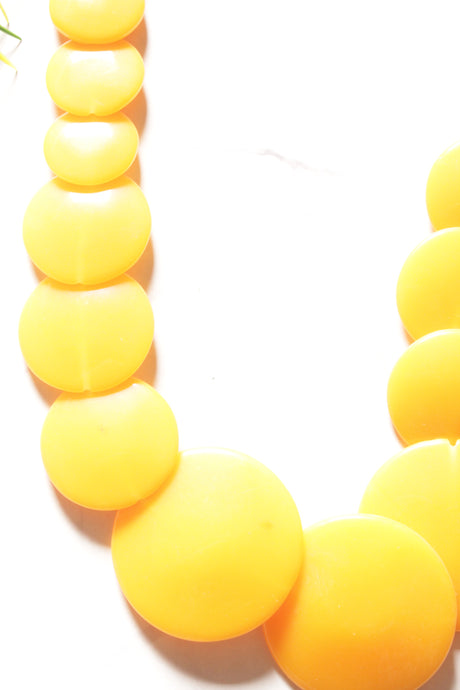 Yellow Resin Circular Chips Necklace