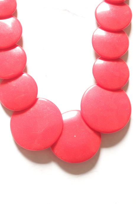 Red Resin Circular Chips Necklace