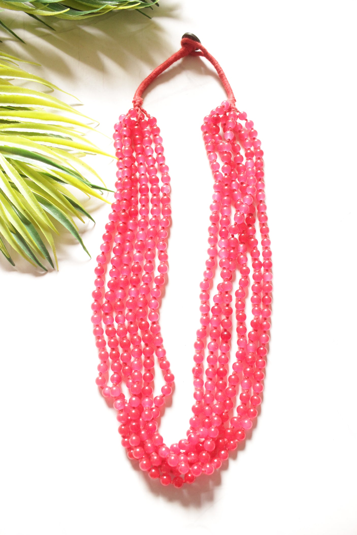 Red Glass Beads Multi-Layer Necklace