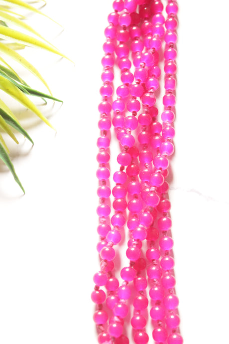 Pink Glass Beads Multi-Layer Necklace