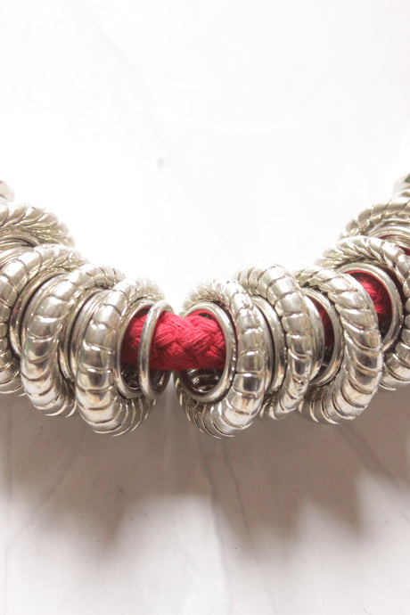 Metal Charms and Hand Braided Cotton Threads Handmade Necklace