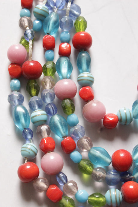 Glass and Resin Beads 5 Layer Handmade Necklace