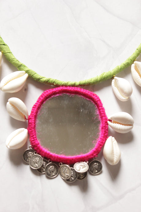 Mirror and Cowrie Shells Handmade Choker Necklace