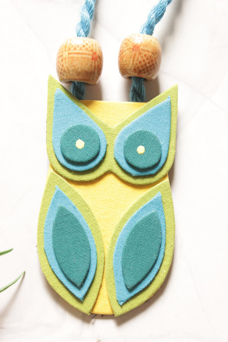 Owl Pendant Handmade Fabric Necklace Set