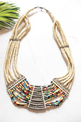 Ivory and Multi-Color Resin Beads Handmade Boho Necklace