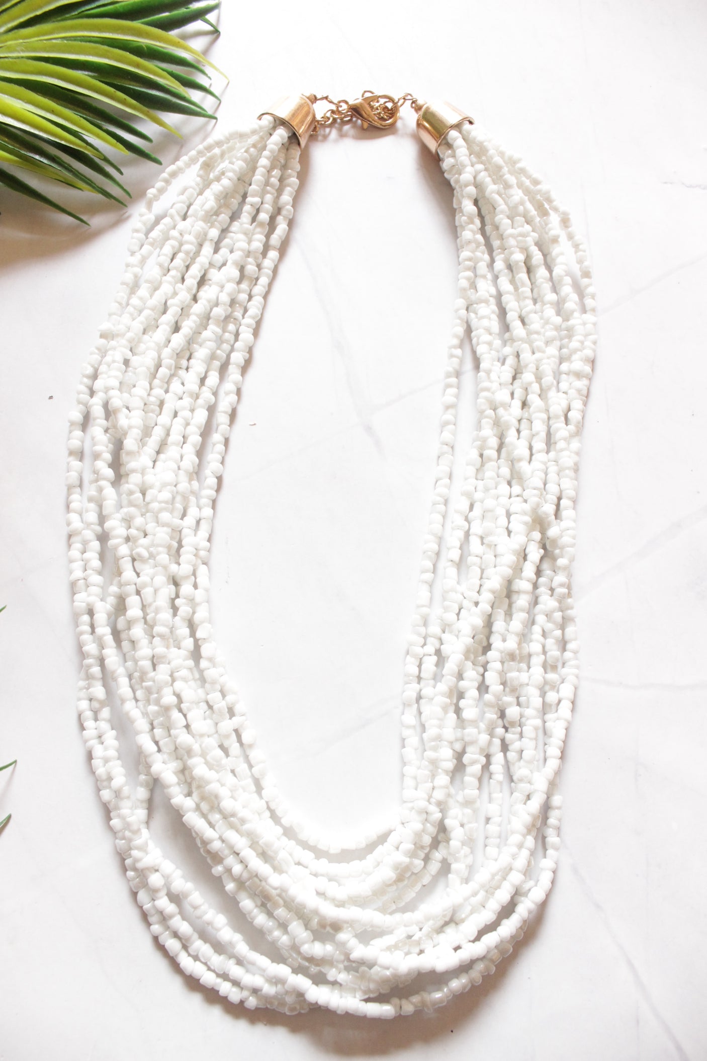 White Multi-Layer Resin Beads Necklace