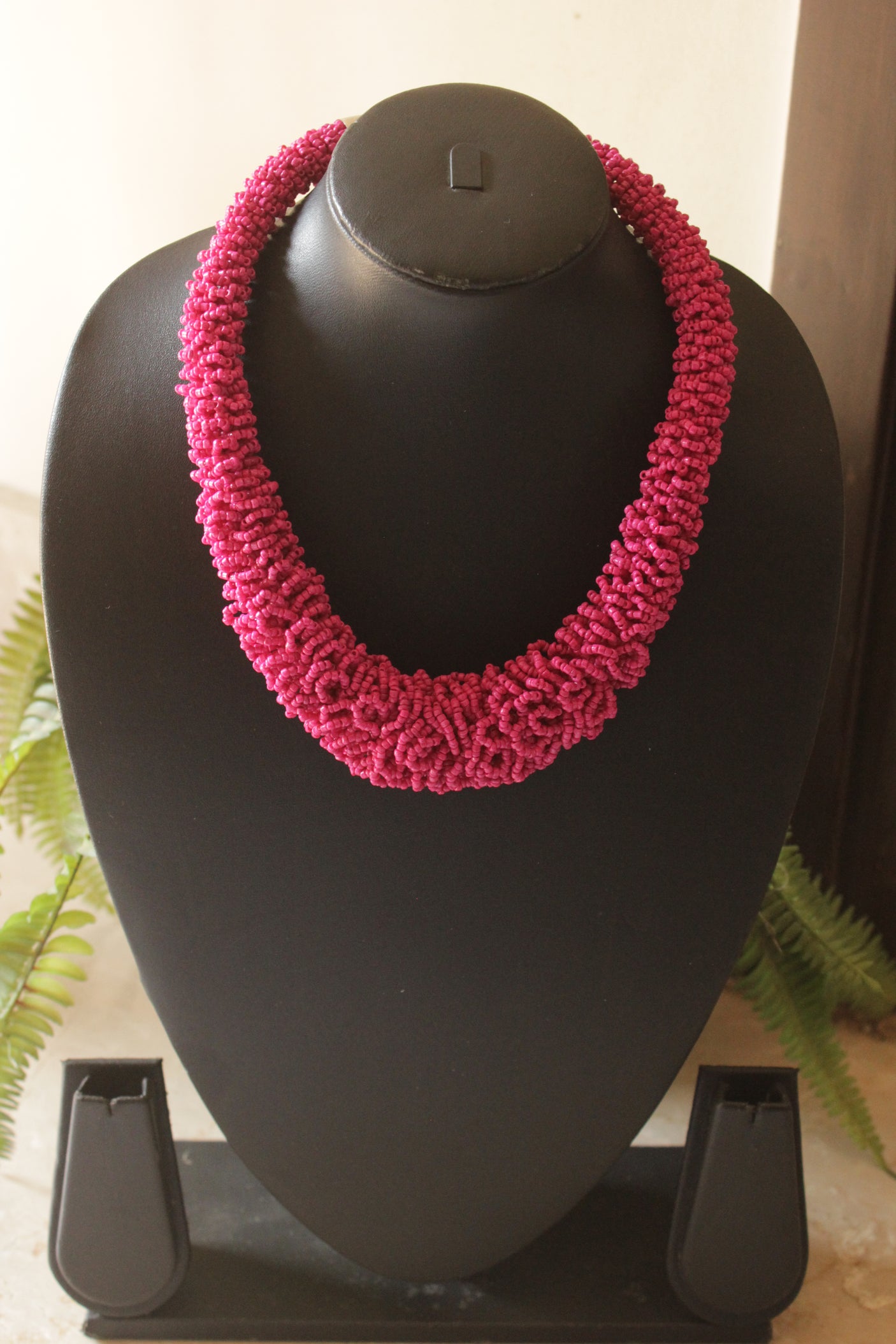 Fuchsia Multi-Layer Resin Beads Necklace