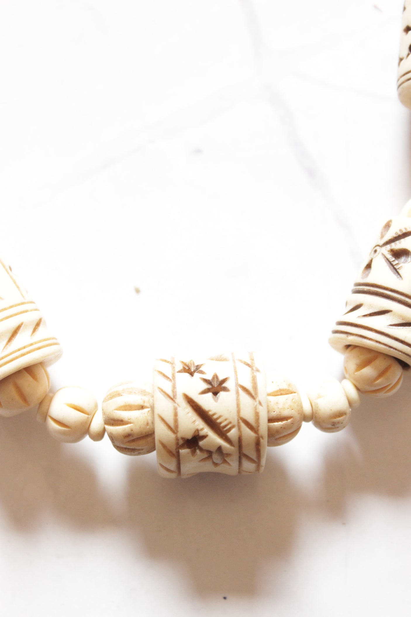 Engraved Ivory Beads Handmade Necklace