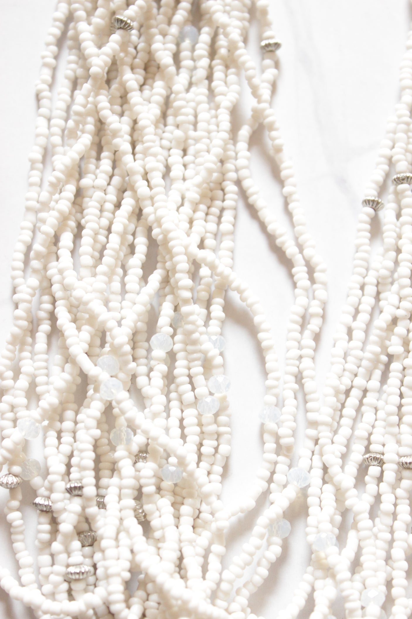 Off-White Multi-Layer Resin Beads Necklace