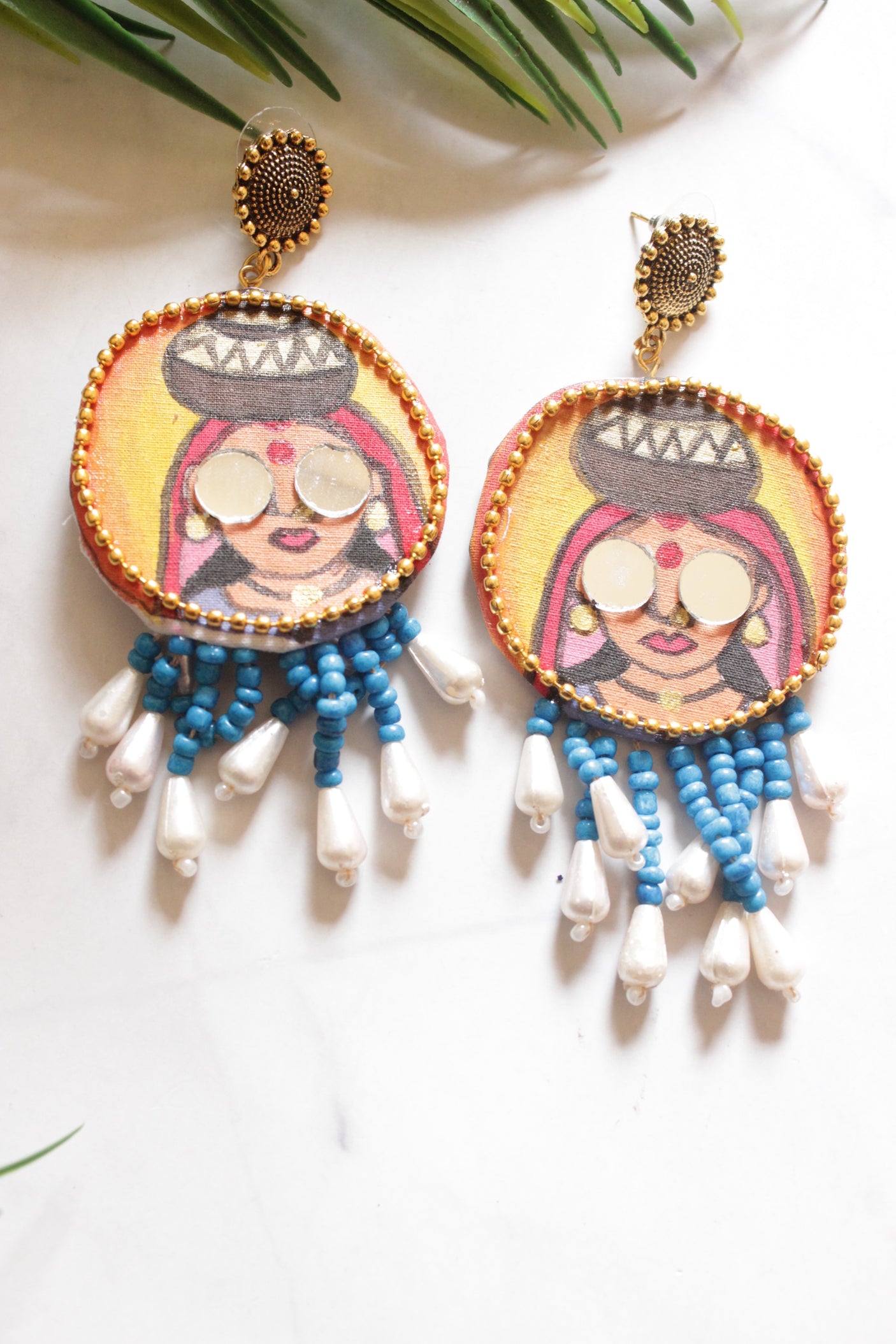 Hand Painted Quirky Fabric Dangler Earrings