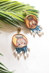 Hand Painted Quirky Fabric Dangler Earrings