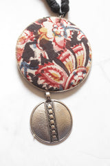 Kalamkari Fabric Necklace Set with Oxidised Finish Metal Pendant