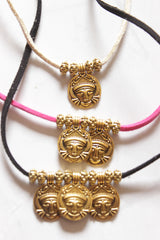 3 Layer Necklace with Gold Finish Religious Motifs Metal Charms