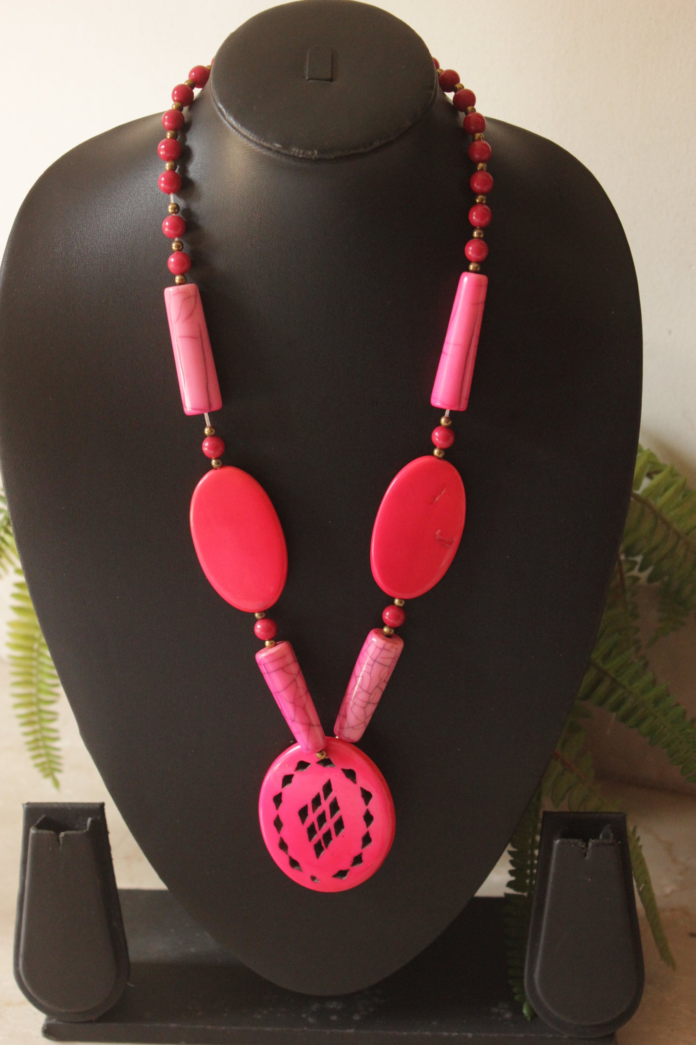 Pink Stone Beads Necklace