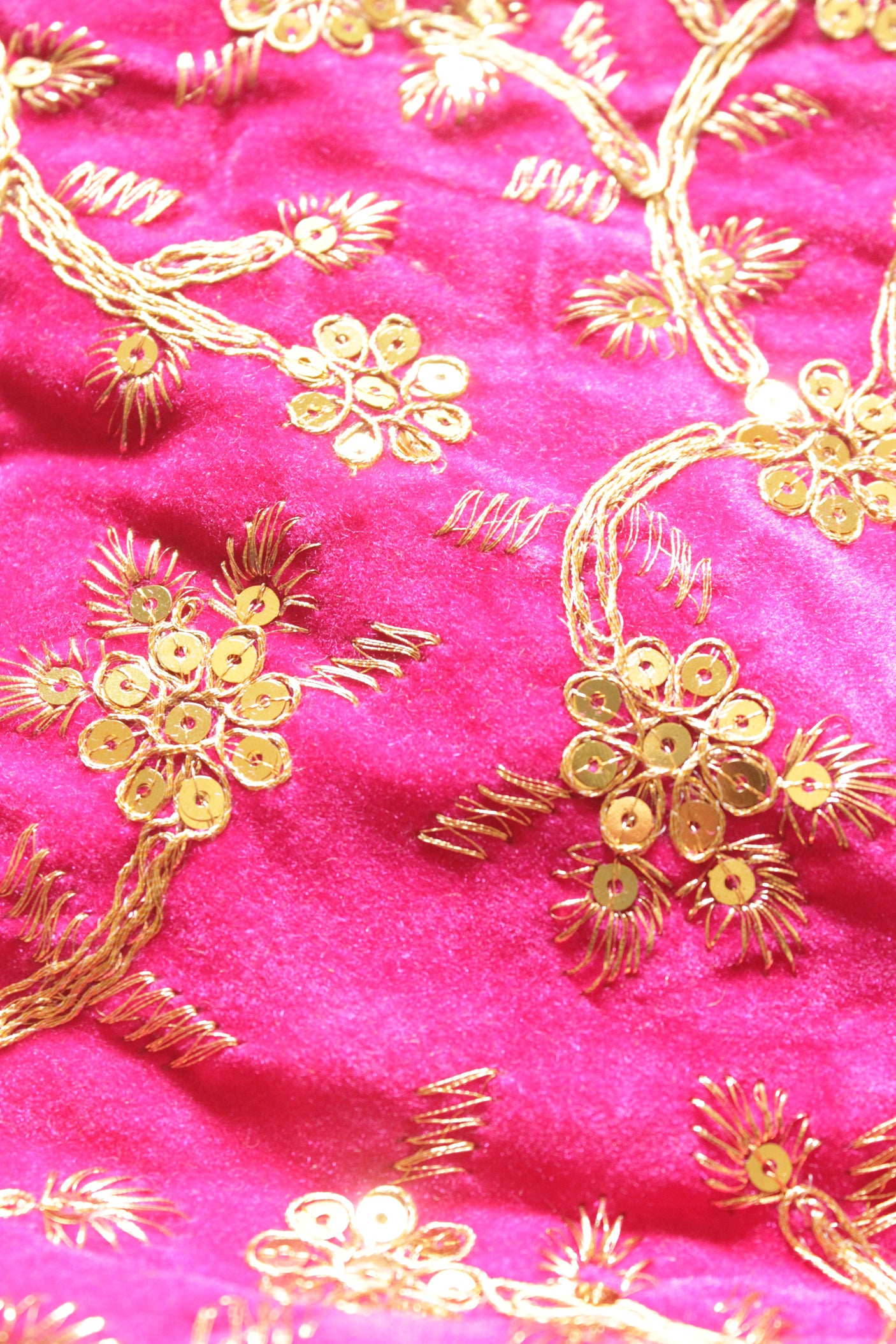 Pink Velvet Fabric Hand Embroidered Gold Toned Potli