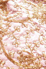 Baby Pink Velvet Fabric Hand Embroidered Gold Toned Potli