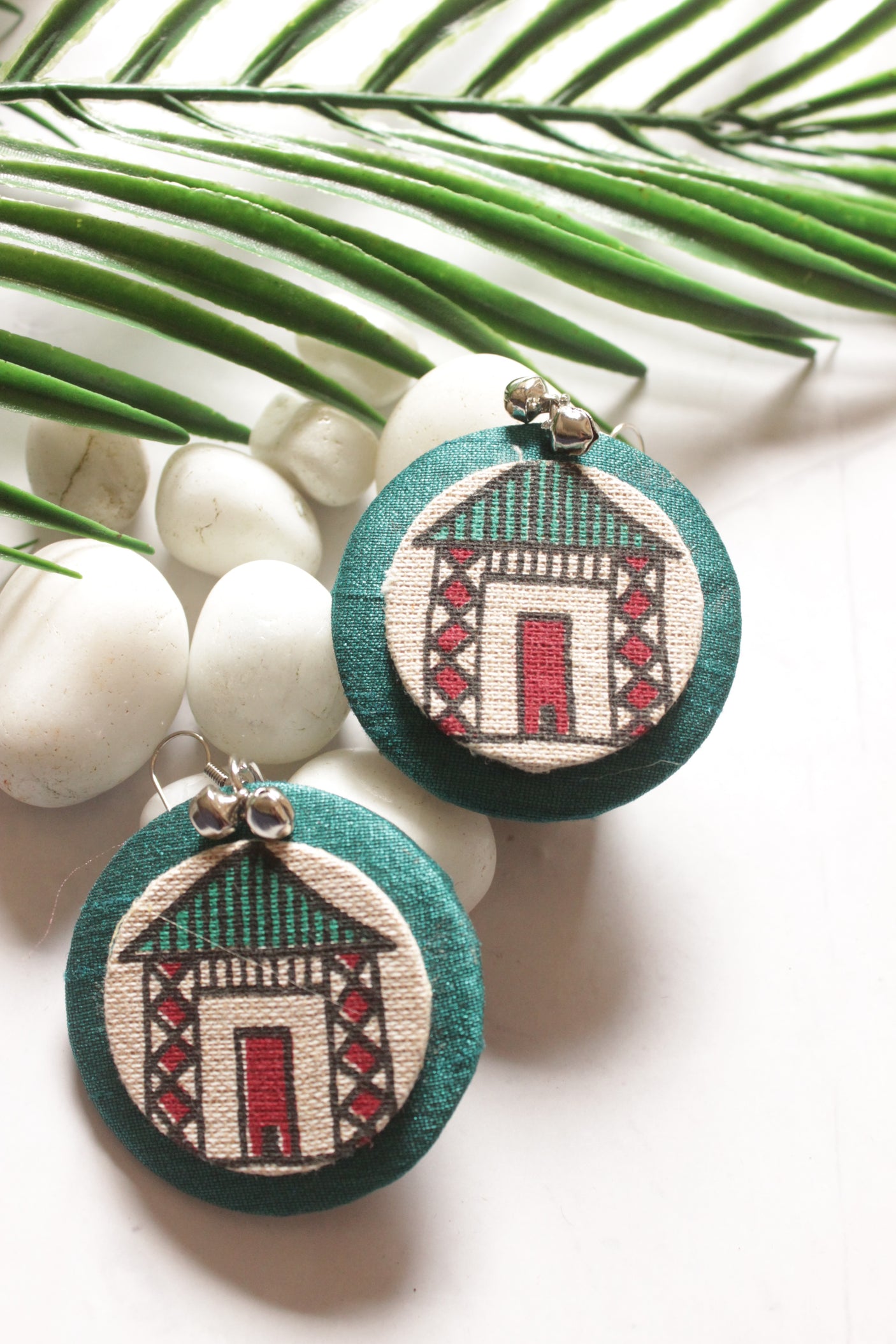 Hand Painted Jute Fabric Earrings