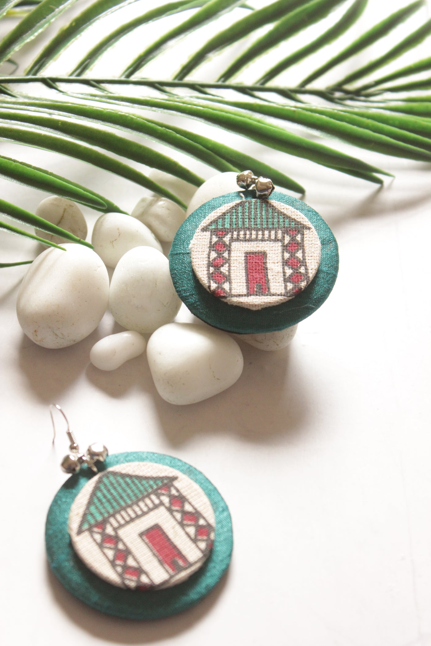 Hand Painted Jute Fabric Earrings