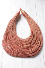 Dull Red & Golden Handmade Silk Threads Multi-Layer Statement African Choker Necklace