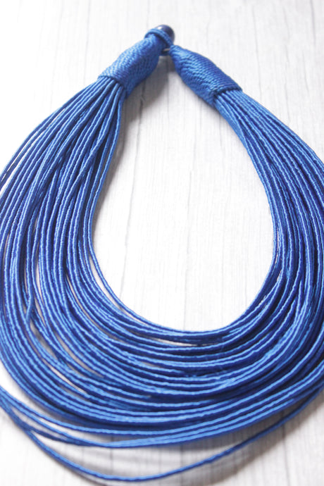 Cobalt Blue Handmade Silk Threads Multi-Layer Statement African Choker Necklace