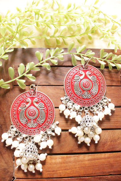 Bohemian Arabian-Inspired Dangle Earrings in Red, Turquoise and Gold –  Harness Merece by GTG