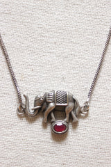 Oxidised Finish Elephant Pendant Petite Chain Necklace