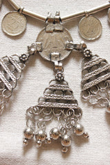 Stamped Metal Coins Adjustable Thread Closure Tribal Necklace